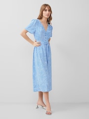 French Connection Blue 100% Cotton Bernice Elitan Button Through Dress - Image 1 of 4