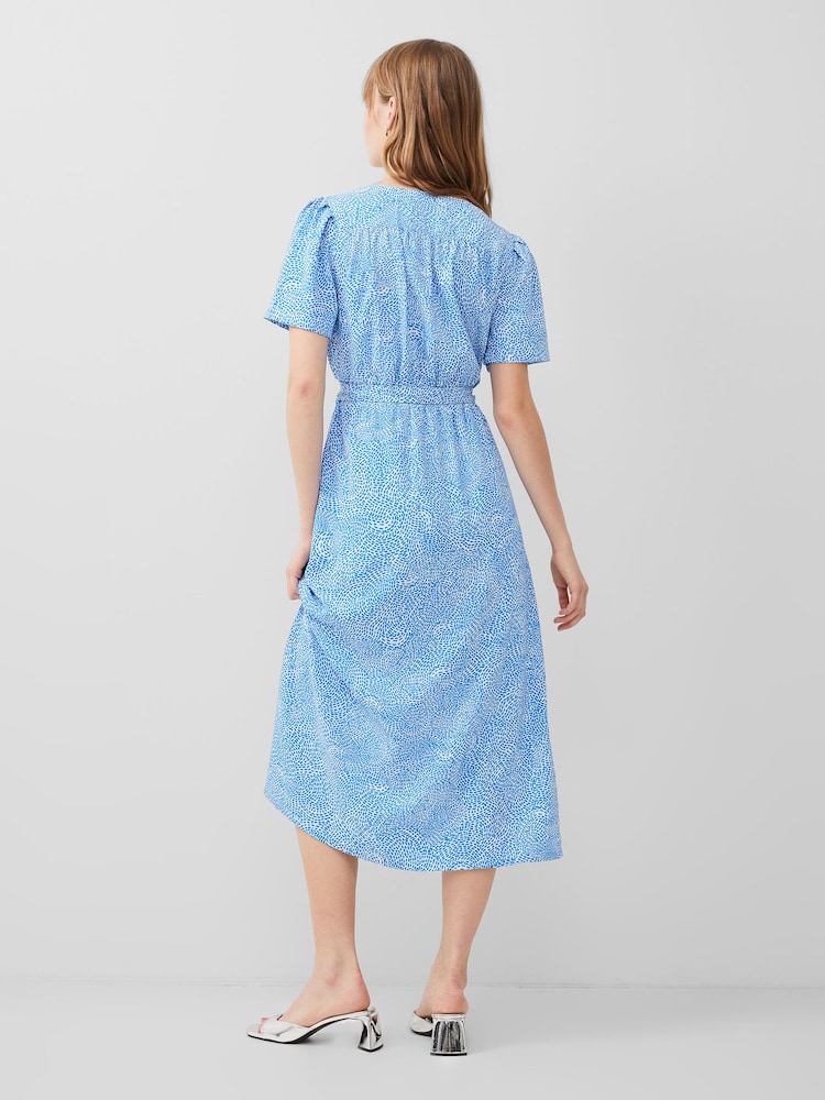 French Connection Blue 100% Cotton Bernice Elitan Button Through Dress - Image 2 of 4