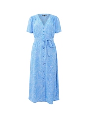 French Connection Blue 100% Cotton Bernice Elitan Button Through Dress - Image 4 of 4