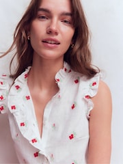 Boden White Isabel Sleeveless Linen Top - Image 2 of 6