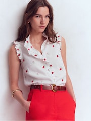 Boden White Isabel Sleeveless Linen Top - Image 5 of 6