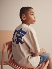 Natural Tokyo Back Print Oversized Fit Short Sleeve Graphic T-Shirt (3-16yrs) - Image 1 of 5