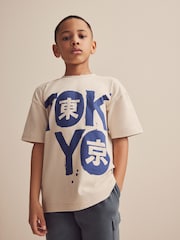 Natural Tokyo Back Print Oversized Fit Short Sleeve Graphic T-Shirt (3-16yrs) - Image 2 of 5