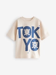 Natural Tokyo Back Print Oversized Fit Short Sleeve Graphic T-Shirt (3-16yrs) - Image 3 of 5