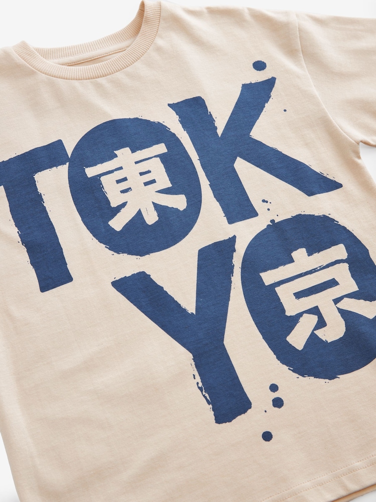 Natural Tokyo Back Print Oversized Fit Short Sleeve Graphic T-Shirt (3-16yrs) - Image 5 of 5