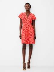 French Connection Orange Islanna Crepe V-Neck Dress - Image 1 of 4