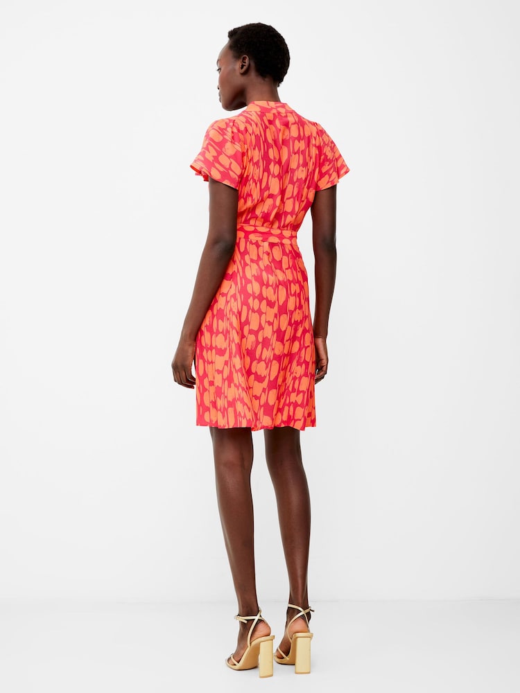 French Connection Orange Islanna Crepe V-Neck Dress - Image 2 of 4