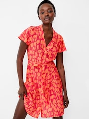 French Connection Orange Islanna Crepe V-Neck Dress - Image 3 of 4