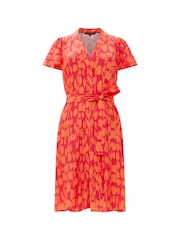 French Connection Orange Islanna Crepe V-Neck Dress - Image 4 of 4