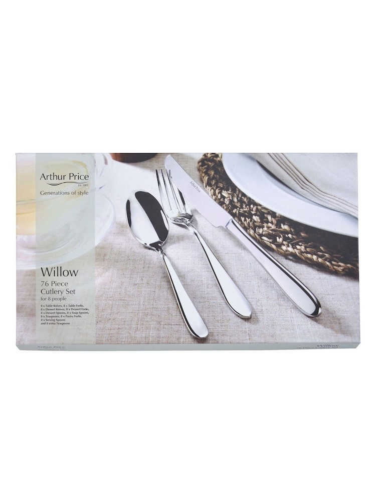 Arthur Price Stainless Steel Willow 76 Piece 8 Person Cutlery Set - Image 5 of 5 Arthur Price Stainless Steel Willow 76 Piece 8 Person Cutlery Set - Image 5 of 5