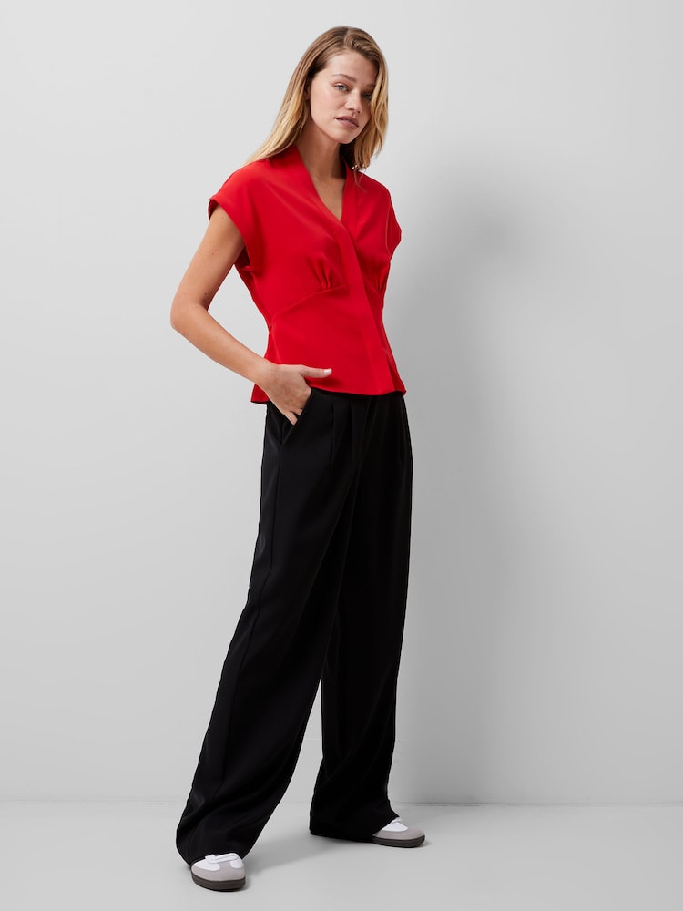 French Connection Red Crepe Carmen Blouse - Image 1 of 4