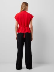French Connection Red Crepe Carmen Blouse - Image 2 of 4