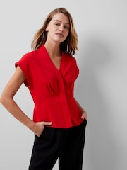 French Connection Red Crepe Carmen Blouse - Image 3 of 4