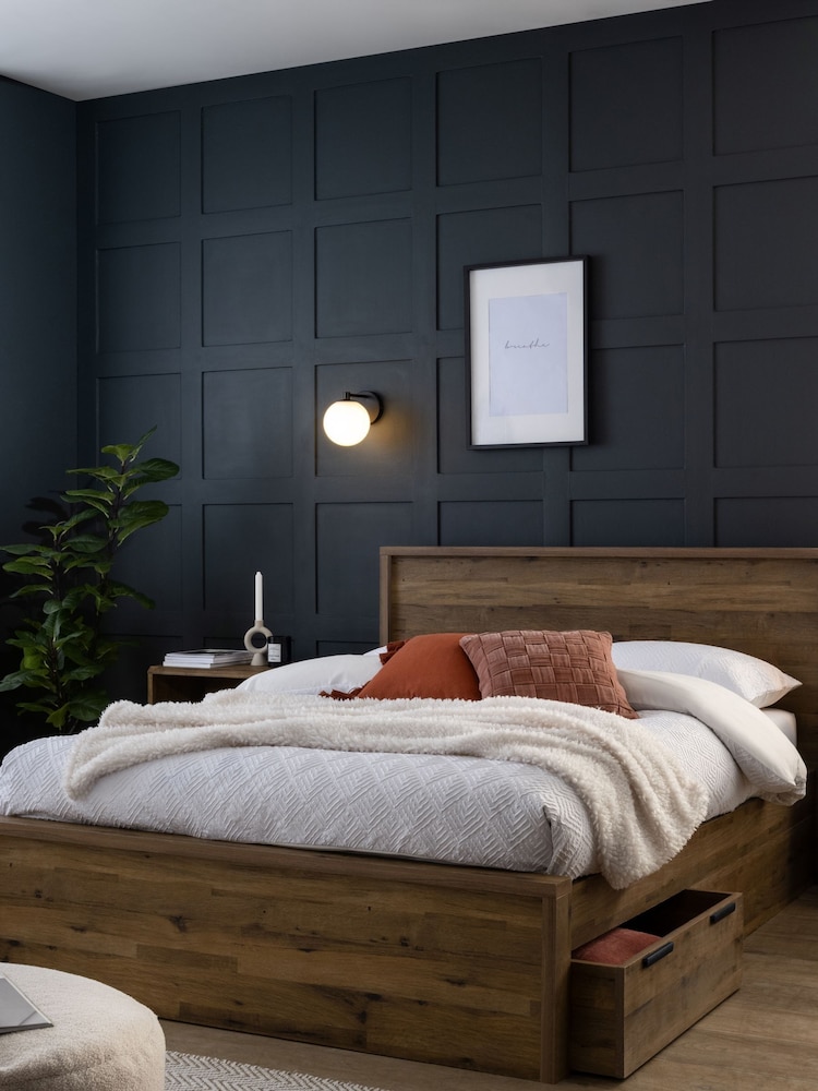 Oak Effect Bronx Wooden Drawer Storage Bed Frame - Image 1 of 6