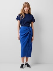 French Connection Blue Faron Drape Skirt - Image 1 of 4