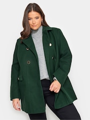 Yours Curve Green Collared Peacoat - Image 1 of 4
