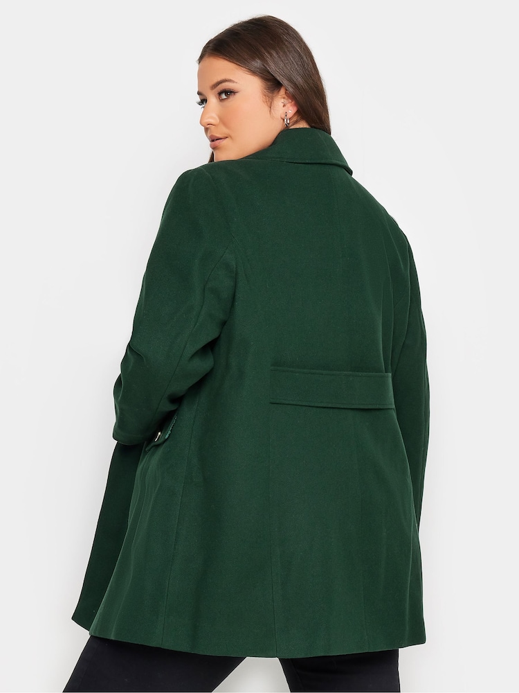 Yours Curve Green Collared Peacoat - Image 2 of 4