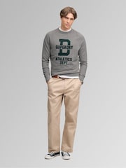 Superdry Light Grey Athletic Felt Applique Crew Neck Sweatshirt - Image 3 of 7
