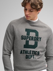 Superdry Light Grey Athletic Felt Applique Crew Neck Sweatshirt - Image 4 of 7