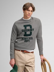 Superdry Light Grey Athletic Felt Applique Crew Neck Sweatshirt - Image 5 of 7