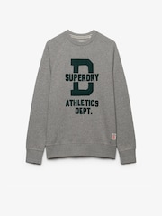 Superdry Light Grey Athletic Felt Applique Crew Neck Sweatshirt - Image 6 of 7