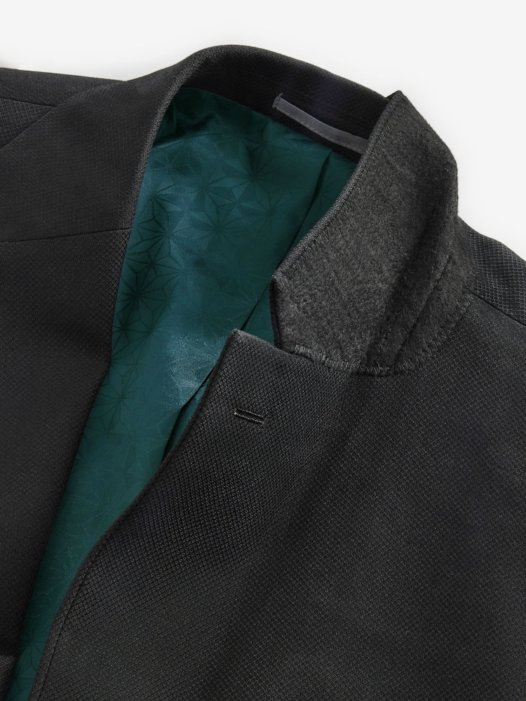 Black Skinny Fit Textured Suit Jacket - Image 10 of 10