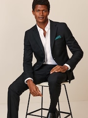 Black Skinny Fit Textured Suit Jacket - Image 2 of 10