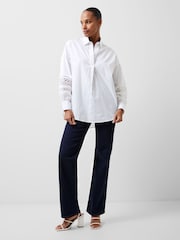 French Connection White Rhodes 100% Cotton Embroidered Shirt - Image 1 of 4
