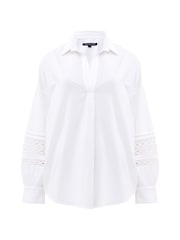 French Connection White Rhodes 100% Cotton Embroidered Shirt - Image 4 of 4