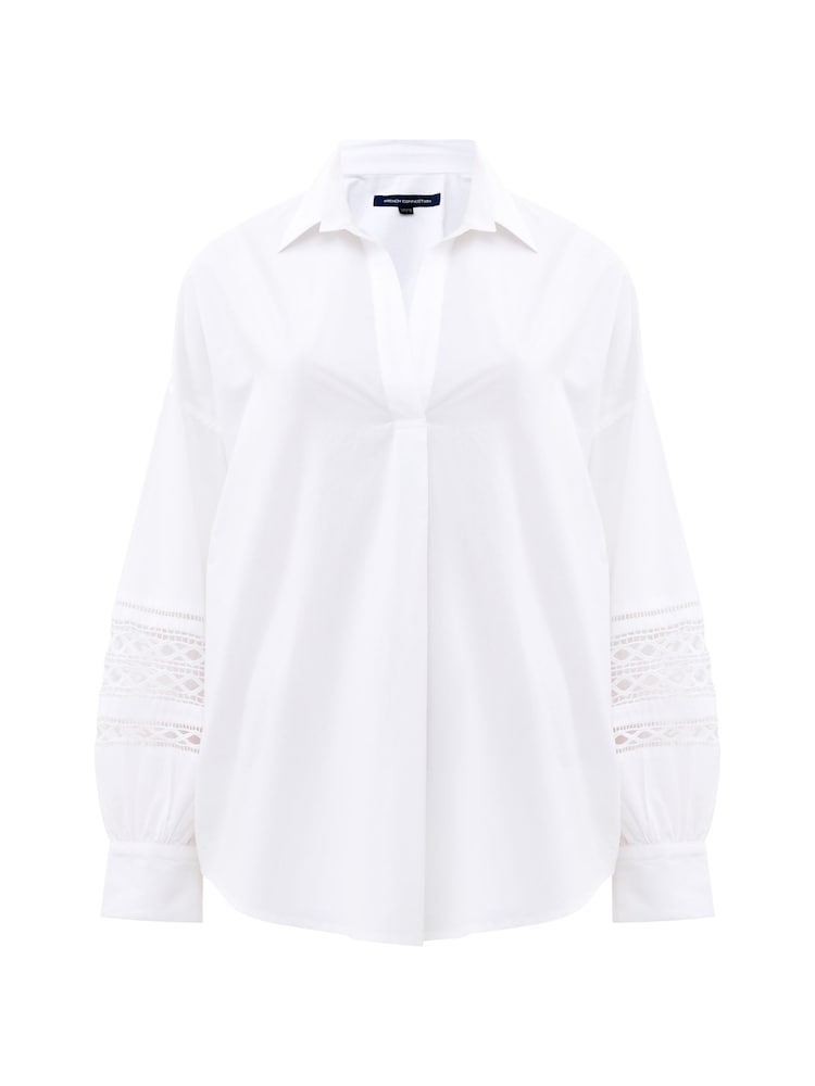 French Connection White Rhodes 100% Cotton Embroidered Shirt - Image 4 of 4