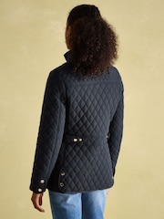 Joules Allendale Navy Blue Showerproof Diamond Quilted Coat - Image 2 of 8
