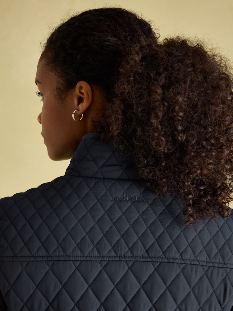 Joules Allendale Navy Blue Showerproof Diamond Quilted Coat - Image 7 of 8