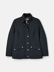 Joules Allendale Navy Blue Showerproof Diamond Quilted Coat - Image 8 of 8