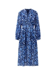 French Connection Blue Cynthia Fauna Midi Dress - Image 4 of 4