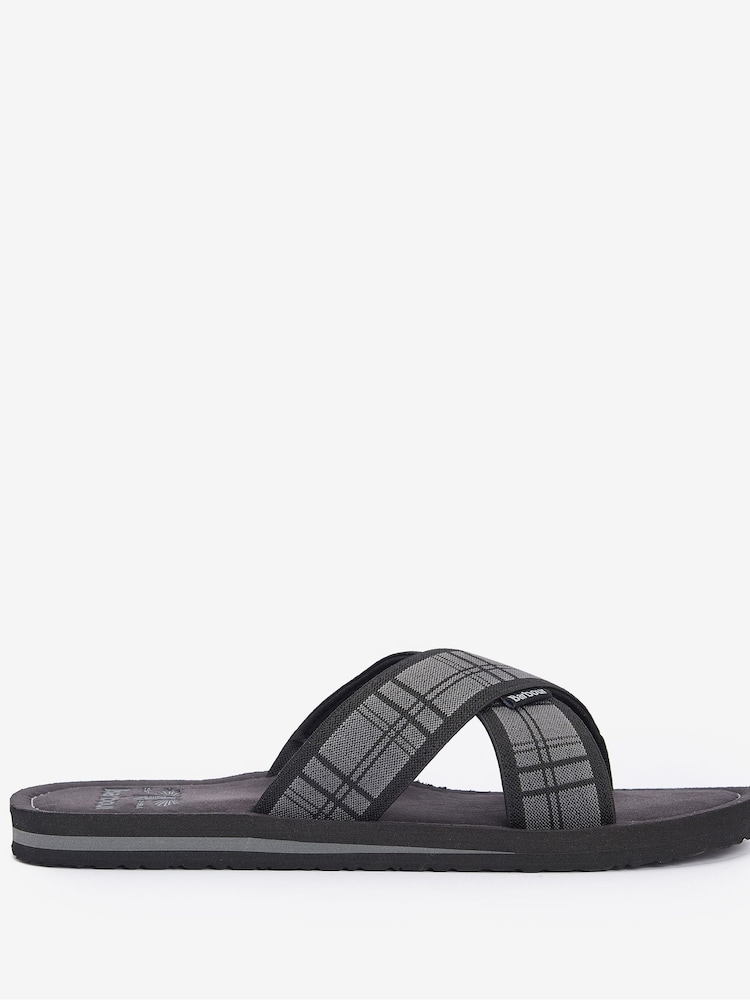 Barbour® Black Tartan Toeman Beach Sandals - Image 1 of 4 Barbour® Black Tartan Toeman Beach Sandals - Image 1 of 4