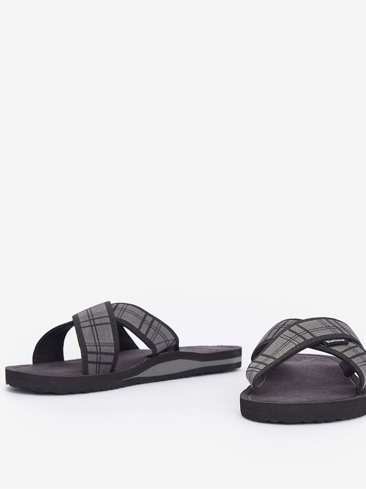 Barbour® Black Tartan Toeman Beach Sandals - Image 2 of 4