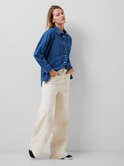 French Connection Blue 100% Cotton Zaves Chambray Denim Shirt - Image 1 of 4