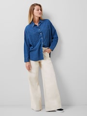 French Connection Blue 100% Cotton Zaves Chambray Denim Shirt - Image 3 of 4