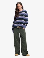 Superdry Blue Oversized Stripe Jumper - Image 2 of 5