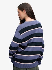 Superdry Blue Oversized Stripe Jumper - Image 3 of 5