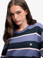 Superdry Blue Oversized Stripe Jumper - Image 4 of 5