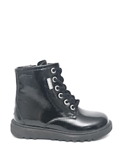ToeZone Alice Patent Leather Lace up and Side Zip Black Boots - Image 1 of 4