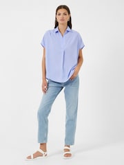 French Connection Blue Crepe Light Sleeveless Popover Shirt - Image 1 of 4