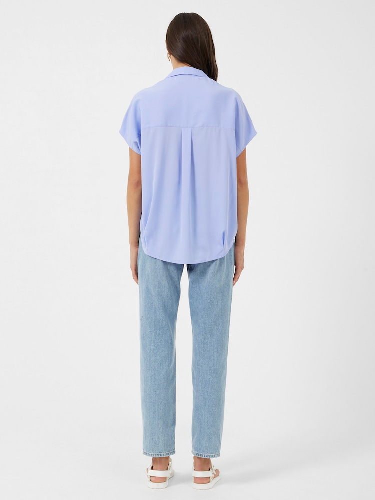 French Connection Blue Crepe Light Sleeveless Popover Shirt - Image 2 of 4