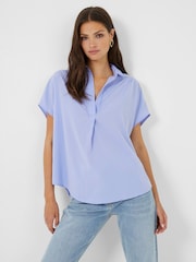 French Connection Blue Crepe Light Sleeveless Popover Shirt - Image 3 of 4