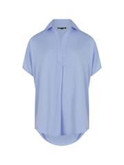 French Connection Blue Crepe Light Sleeveless Popover Shirt - Image 4 of 4