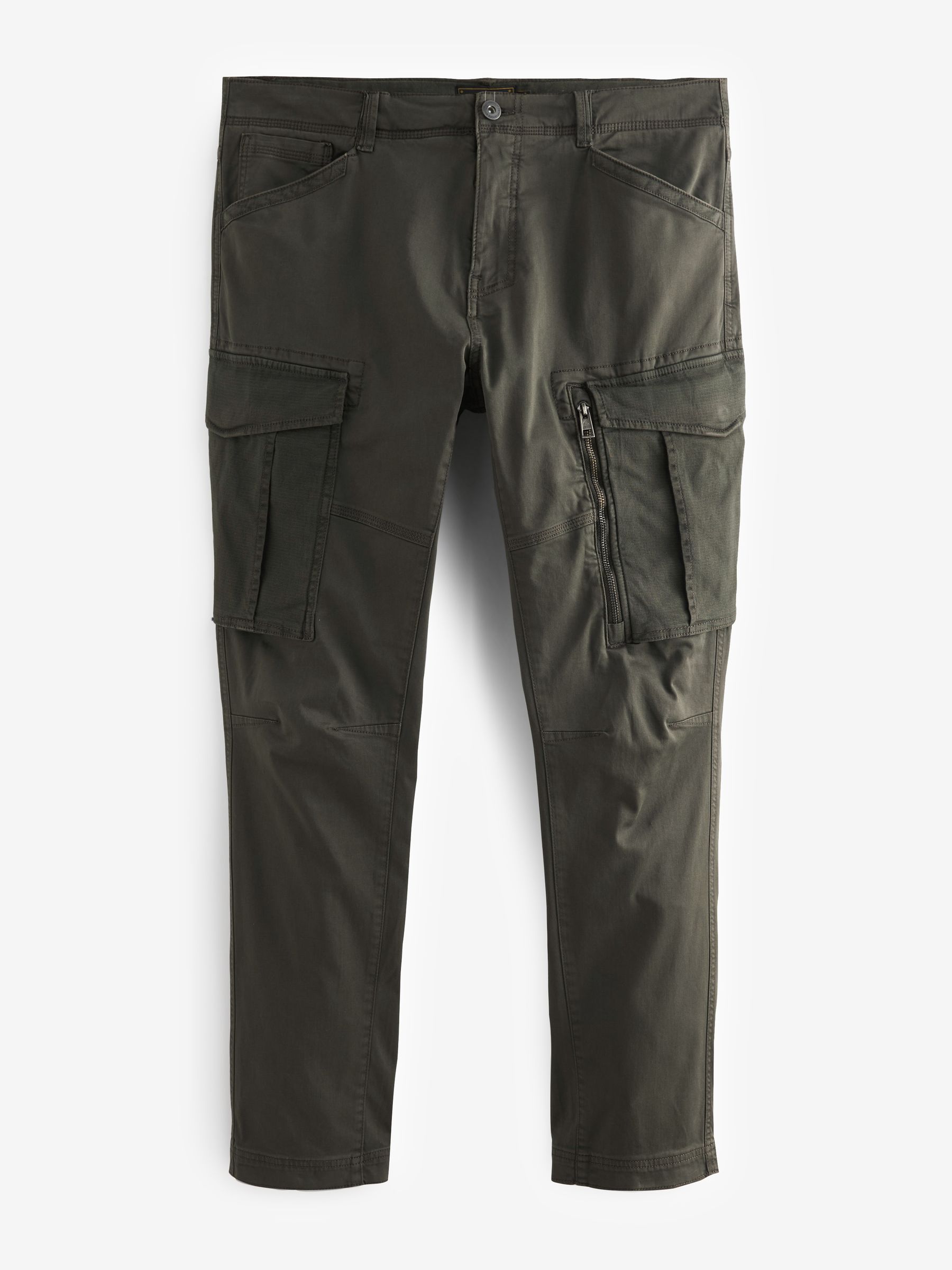 Khaki Green Slim Fit Cargo Pocket Jogger Style Trousers main image 1