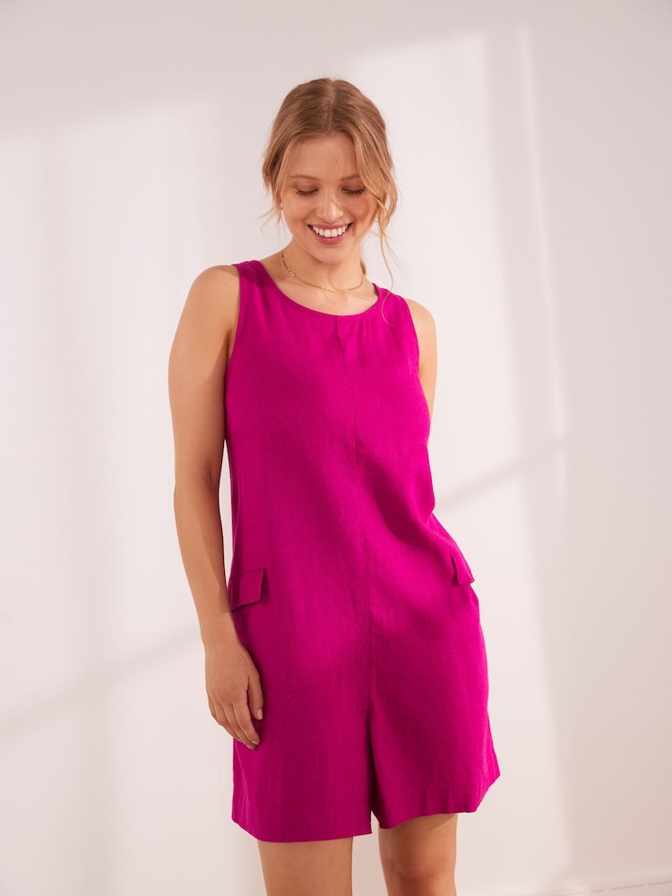 Pink - Strampler aus Leinenmischung - Bild 1 von 8 Pink - Strampler aus Leinenmischung - Bild 1 von 8