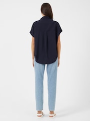 French Connection Blue Crepe Light Sleeveless Popover Shirt - Image 3 of 4
