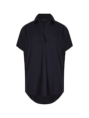 French Connection Blue Crepe Light Sleeveless Popover Shirt - Image 4 of 4